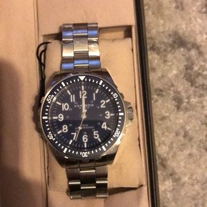 Akribos silver bracelet blue face watch NWT